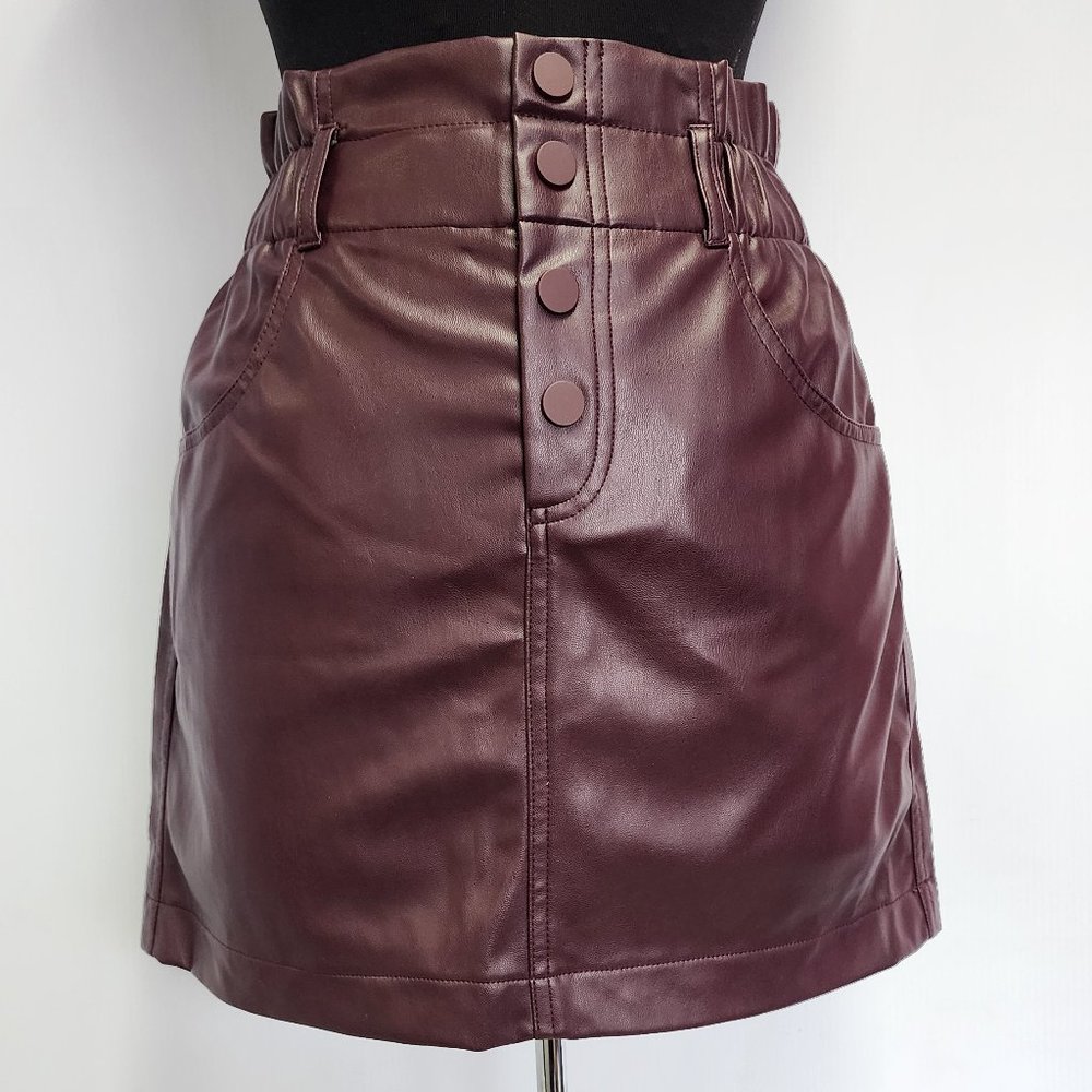 Zara Burgundy faux leather high waist mini skirt [NewWithTags] [size s]